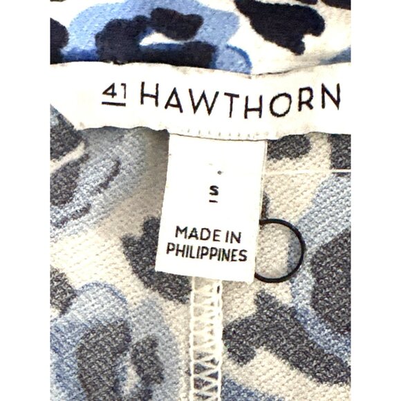 41 Hawthorn Small Blue Black Abstract Leopard Print Wrap Blouse - Picture 8 of 12